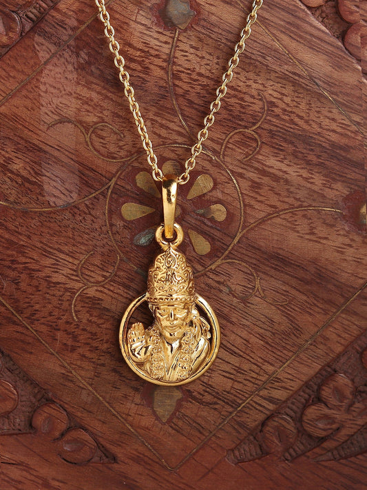 22KT Gold Plated Sterling Silver (92.5% Purity) Pure Silver God Shree Sai Baba chain Pendant (Locket with Anchor/ Cable Chain Chain) for Women