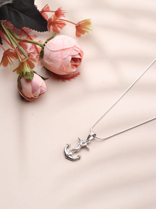 Sterling Silver 92.5 Fashionable Mermaid Chain Pendant with Anchor Chain 18 Inches for women by Akshat Sapphire PSA7297