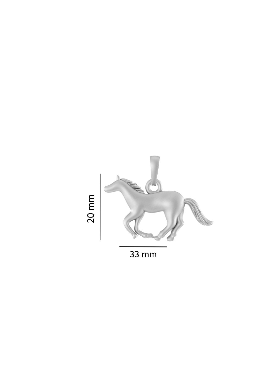 Sterling Silver (92.5% Purity) Pure Silver Strength Symbolic Horse Chain Pendant (Locket with Anchor/ Cable Chain Chain) for Men & Women