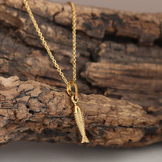 22KT Gold Plated Sterling Silver (92.5% Purity) Pure Silver Stylish and Fashionable Fish Chain Pendant (Locket with Anchor/ Cable Chain) for Women