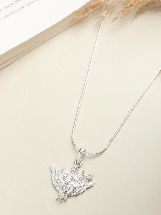 Sterling Silver 92.5 God Sani Dev Chain Pendant with Anchor Chain 18 Inches for women by Akshat Sapphire PSA7355