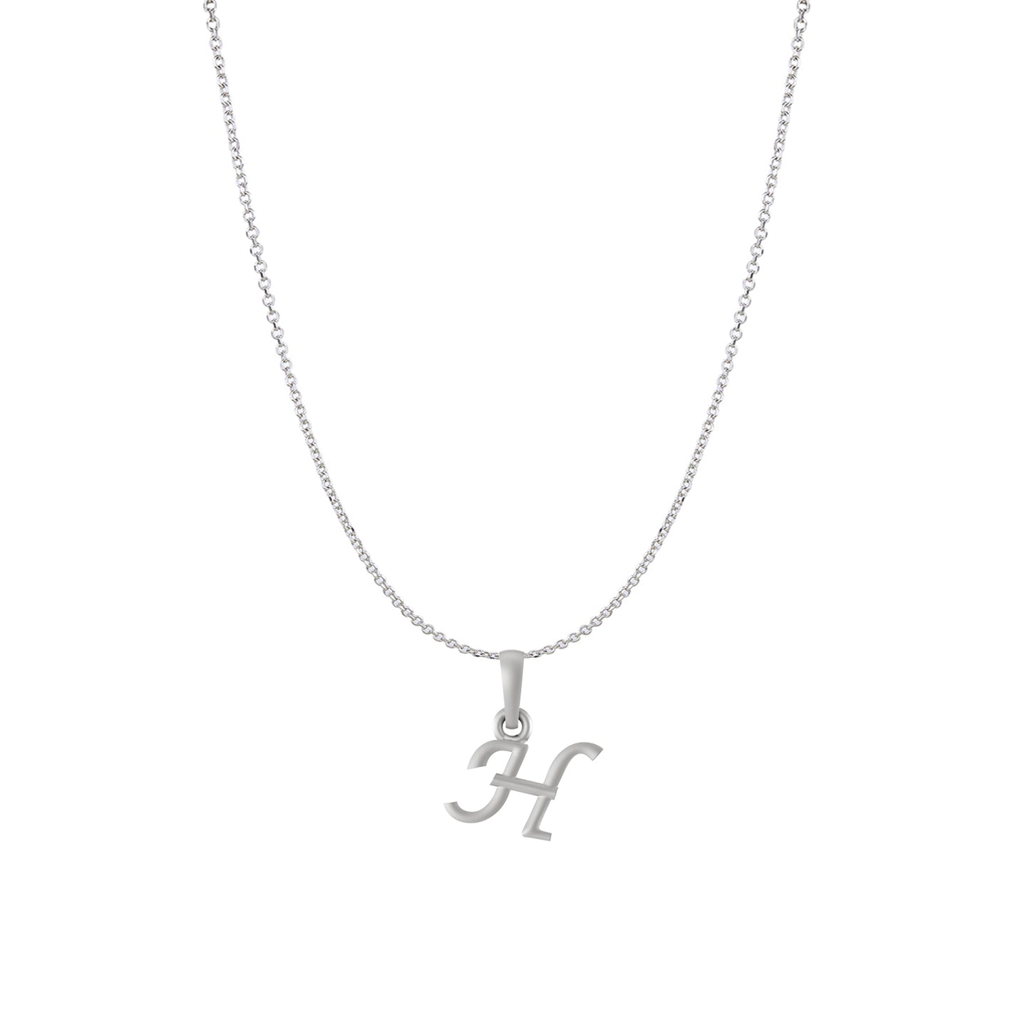 Akshat Sapphire Sterling Silver (92.5% purity) precious Name alphabet chain pendant (Pendnat with Anchor/Cable chain) pure silver designer alphabet chain locket
