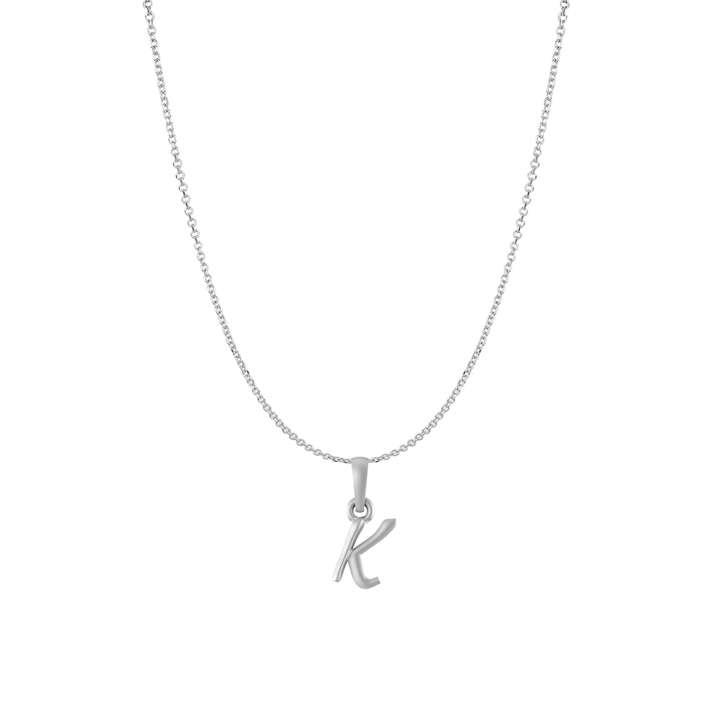 Akshat Sapphire Sterling Silver (92.5% purity) precious Name alphabet chain pendant (Pendnat with Anchor/Cable chain) pure silver designer alphabet chain locket