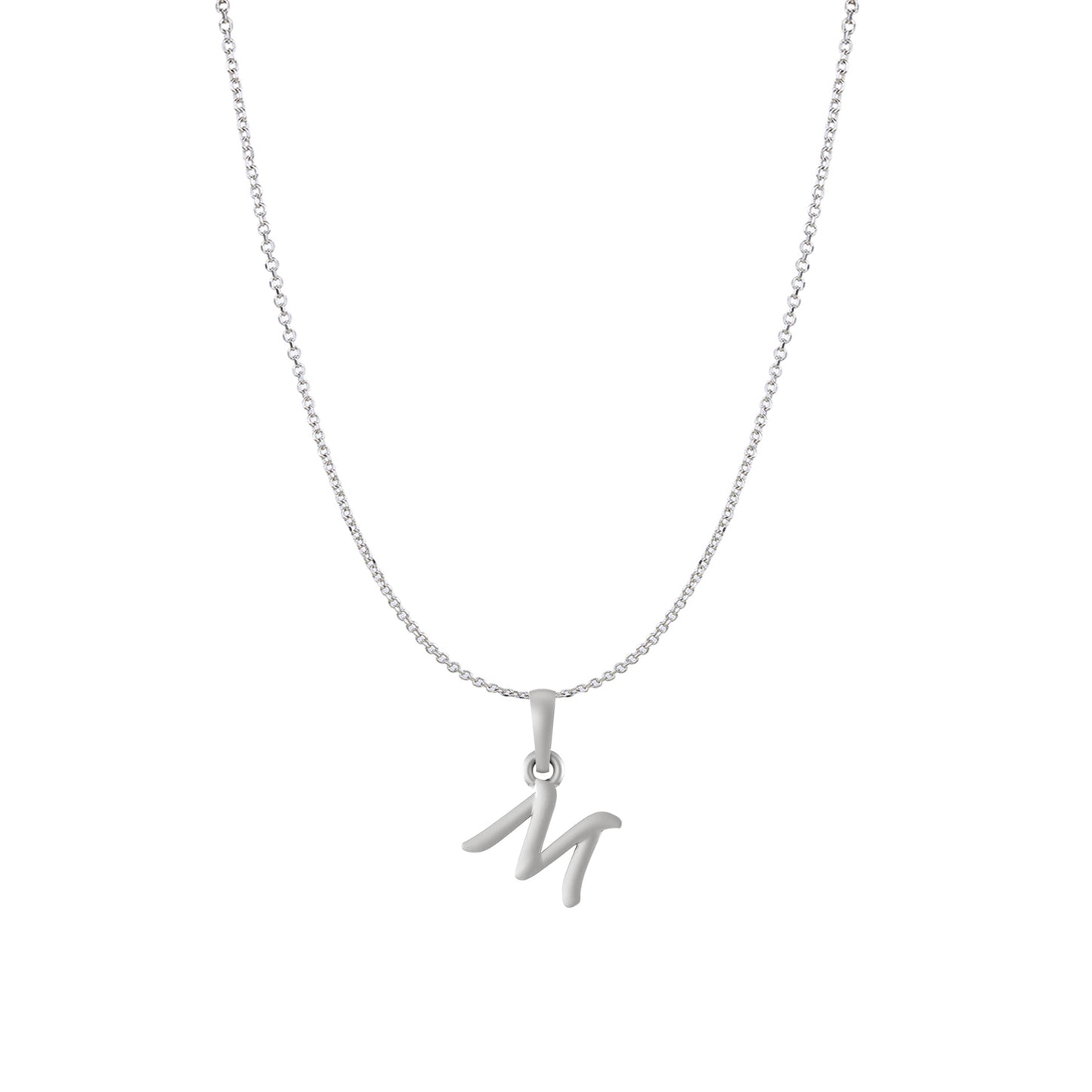 Akshat Sapphire Sterling Silver (92.5% purity) precious Name alphabet chain pendant (Pendnat with Anchor/Cable chain) pure silver designer alphabet chain locket