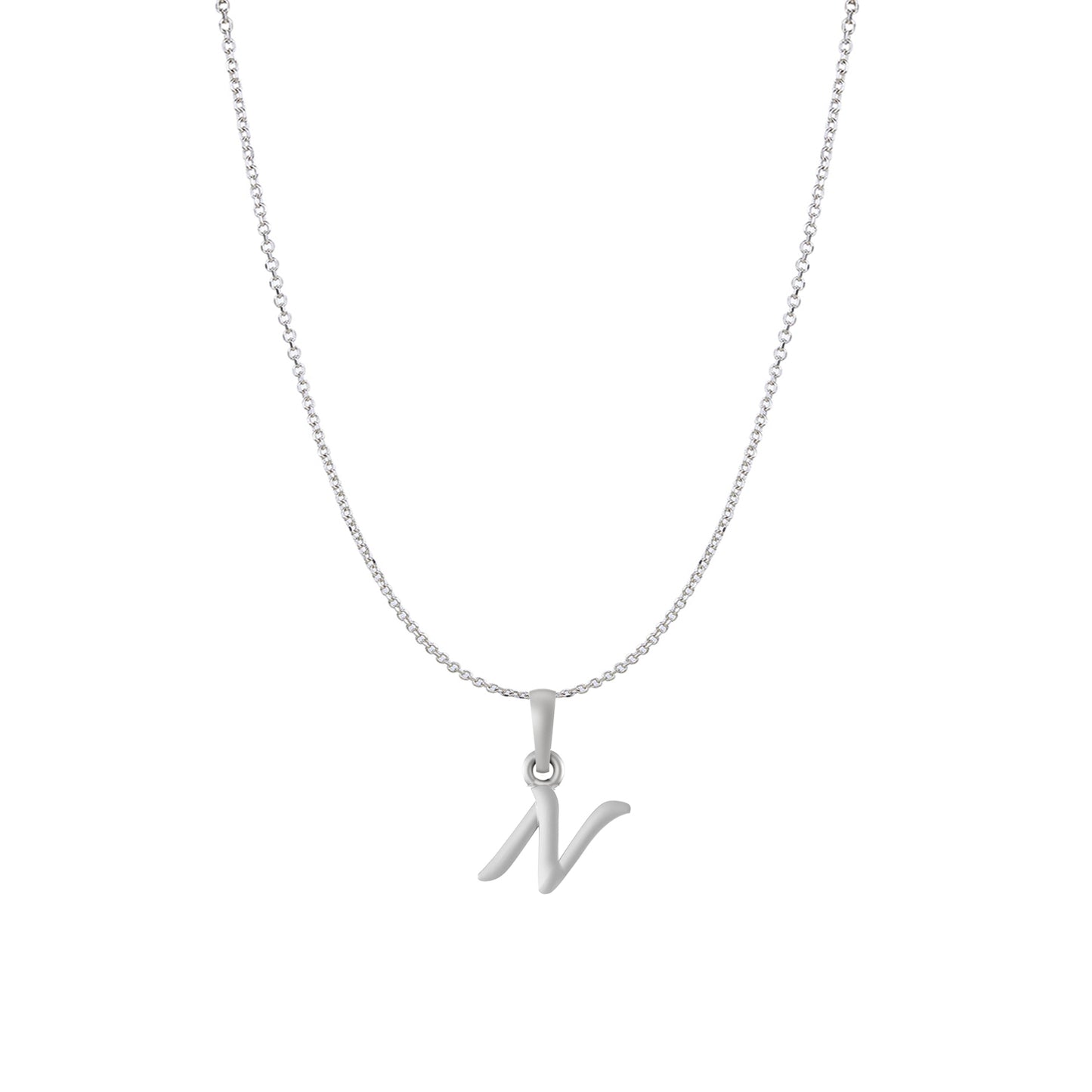 Akshat Sapphire Sterling Silver (92.5% purity) precious Name alphabet chain pendant (Pendnat with Anchor/Cable chain) pure silver designer alphabet chain locket