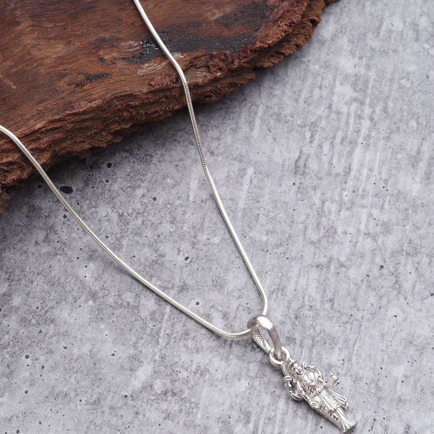 Sterling Silver (92.5% Purity) Pure Silver Goddess Laxmi Ji Chain Pendant (Locket with Box Chain) for Men & Women
