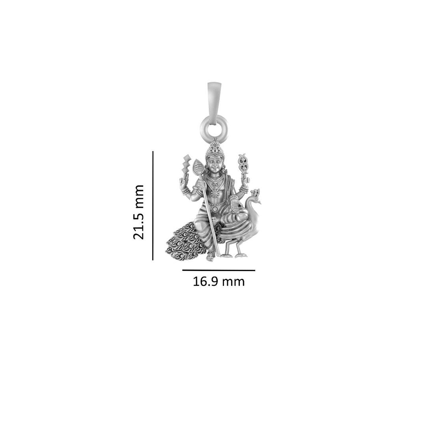 Akshat Sapphire Sterling Silver (92.5% purity) God Kartikeya Chain Pendant (Pendant with Box Chain) for Men & Women Pure Silver Lord Kartikeya Chain Locket for Good Health & Wealth