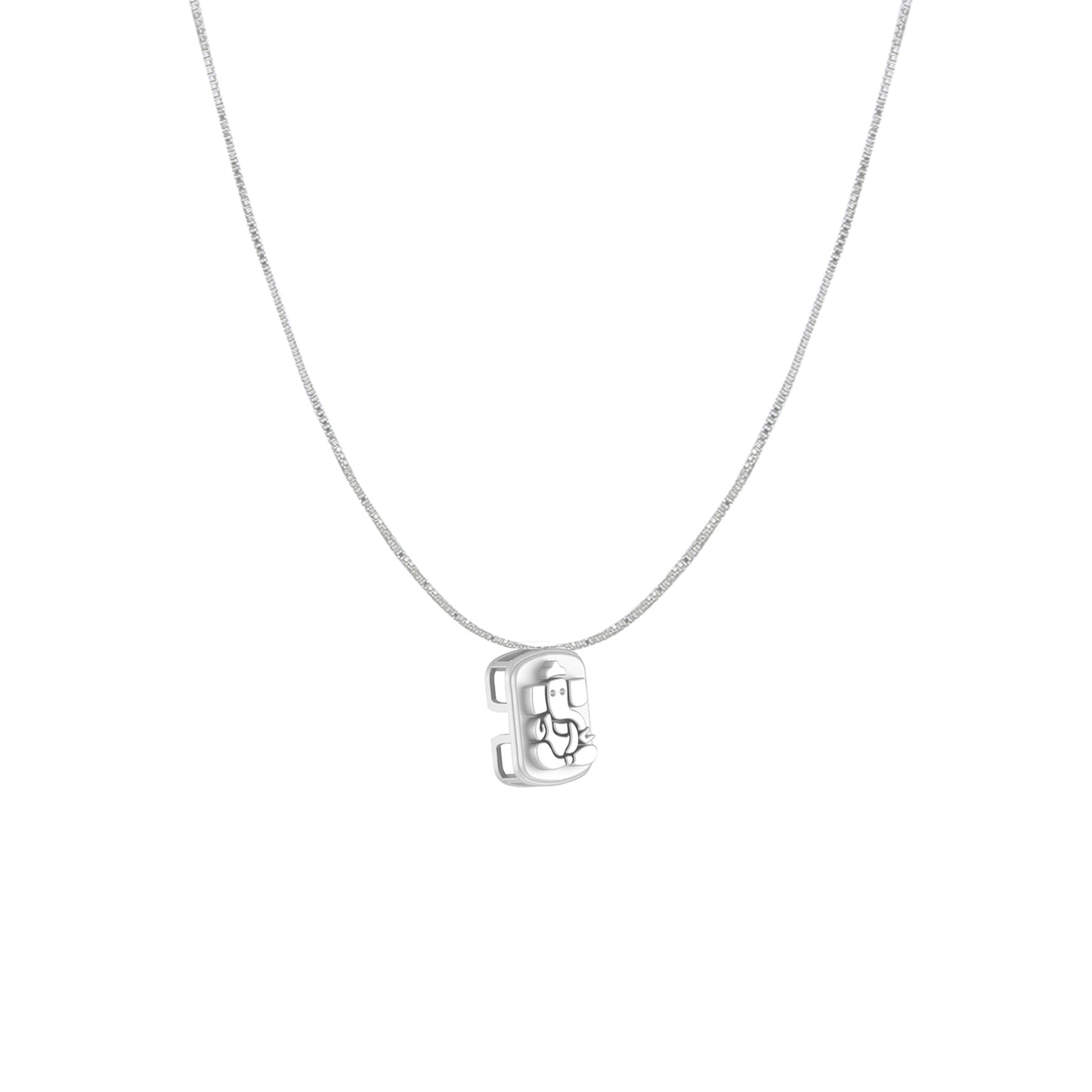Akshat Sapphire Sterling Silver (92.5% purity) God Ganesha Chain Pendant (Pendant with Box Chain) for Men & Women Pure Silver Lord Ganapathy Chain Locket for Good Health & Wealth