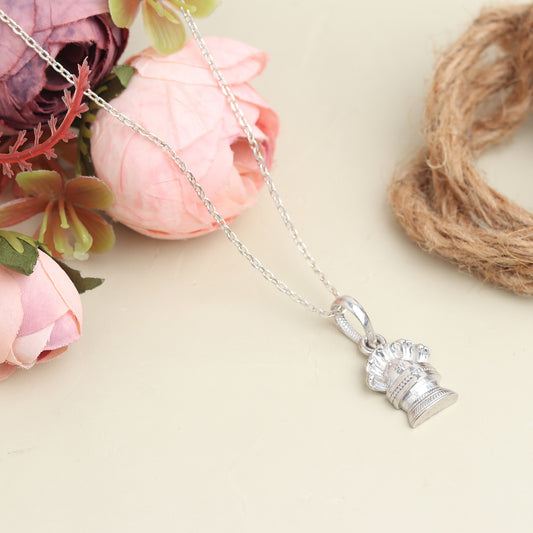 Sterling Silver (92.5% Purity) Pure Silver God Shivling Chain Pendant (Locket with Box Chain) for Men