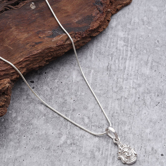 God Durga Maa Pure Silver 92.5% purity Chain pendant by Durga Maa Pendant (Pendant with Box Chain-18 inches)