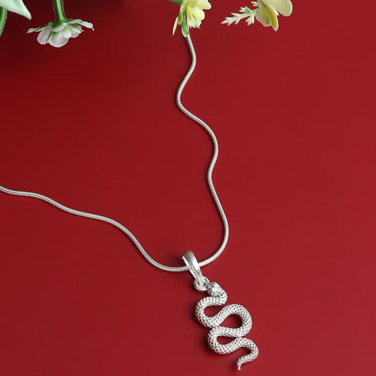Stylish snake Pure Silver 92.5% purity Chain pendant by snake Pendant (Pendant with Box Chain-18 inches)