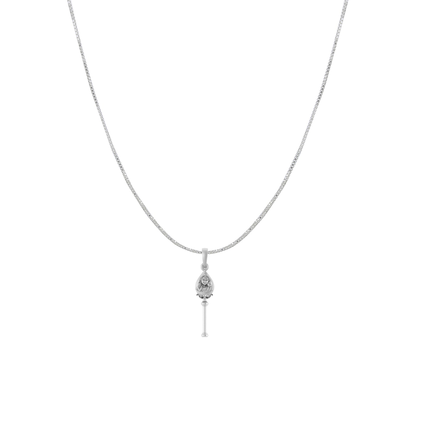 God Kartikeya Pure Silver 92.5% purity Chain pendant by Murugan Pendant (Pendant with Box Chain-18 inches)
