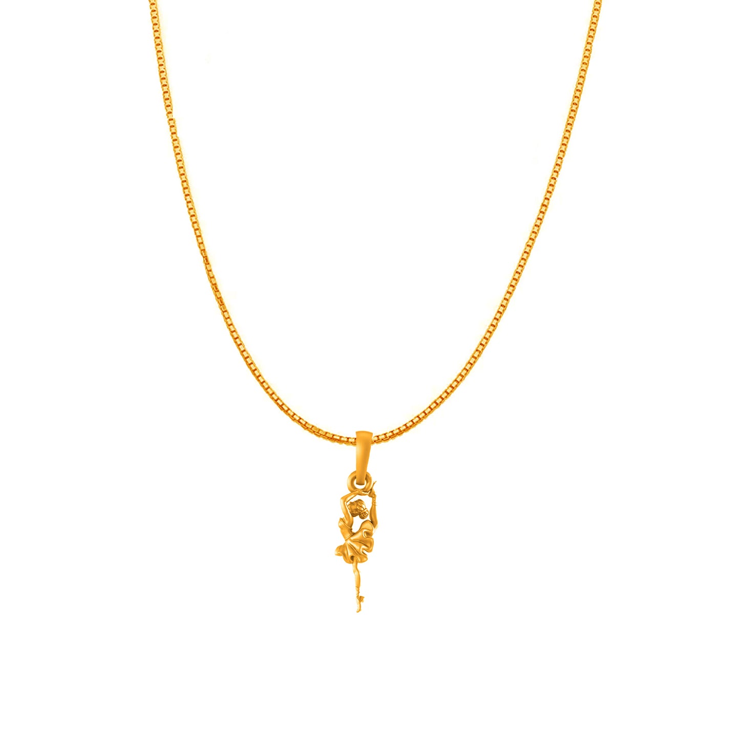 22KT Gold Plated Sterling Silver (92.5% Purity) Pure Silver Stylish and Fashionable Happy Dancing girl Chain Pendant (Locket with Box Chain) for Women