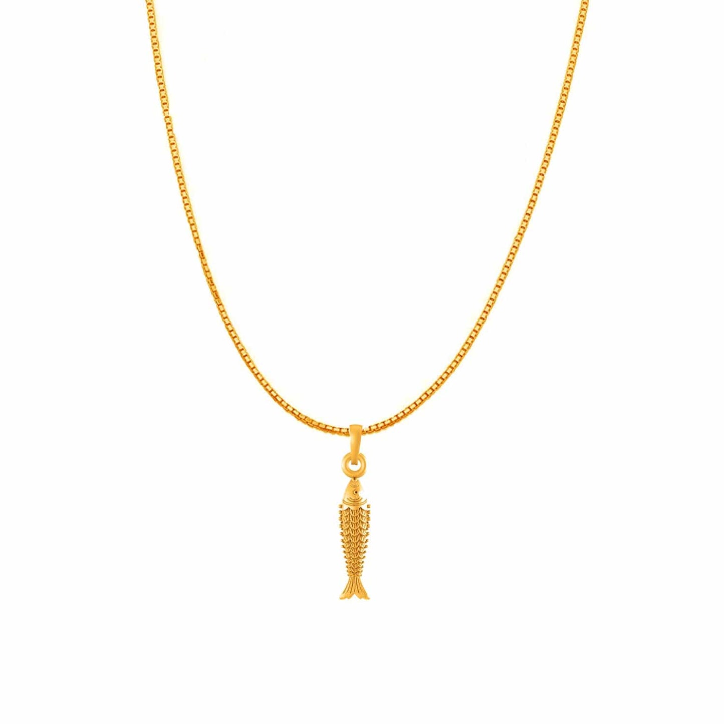 22KT Gold Plated Sterling Silver (92.5% Purity) Pure Silver Stylish and Fashionable Fish Chain Pendant (Locket with Box Chain) for Women