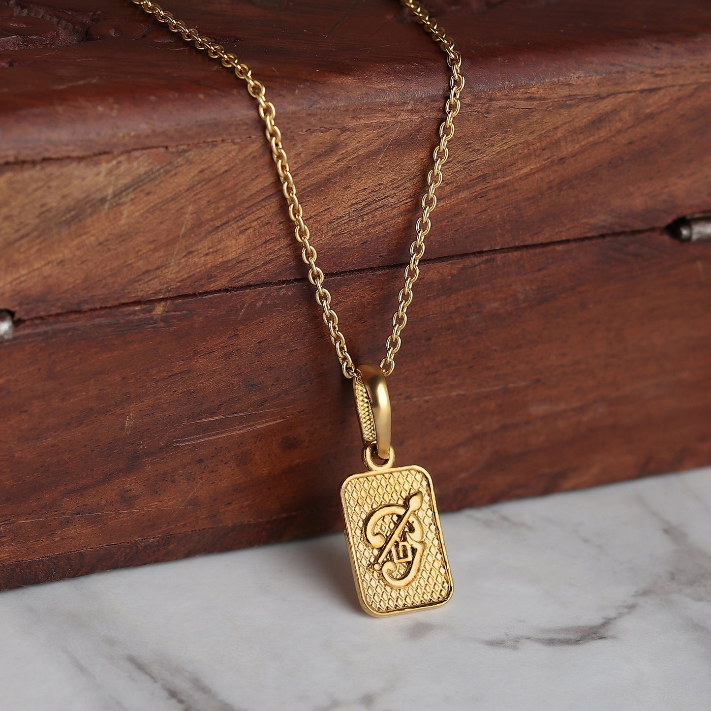 22KT Gold Plated Sterling Silver Spiritual Tamil OM 92.5% purity Chain Women (Pendant with Box Chain-18 inches)