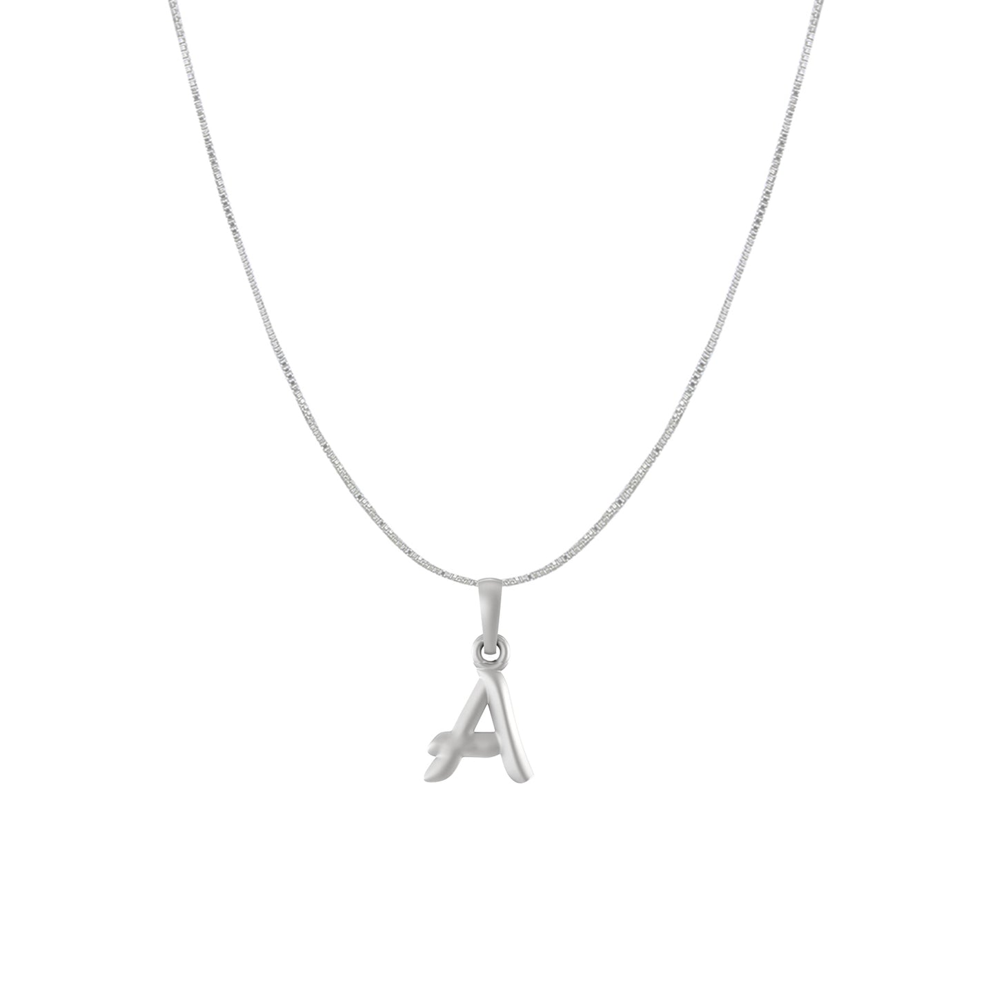Akshat Sapphire Sterling Silver (92.5% purity) precious Name alphabet chain pendant (Pendnat with Box chain) pure silver designer alphabet chain locket