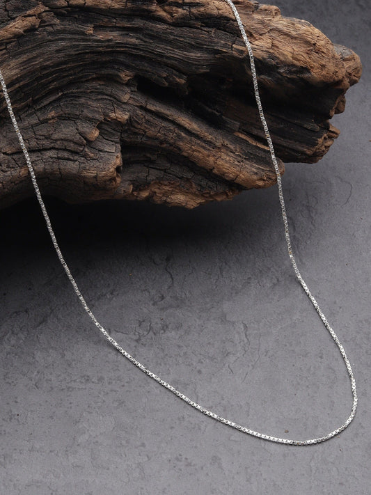 Sterling Silver B Alphabet Chain Pendant for Women Box Chain 18 Inches by Akshat Sapphire 92.5 Silver PSB8024_B