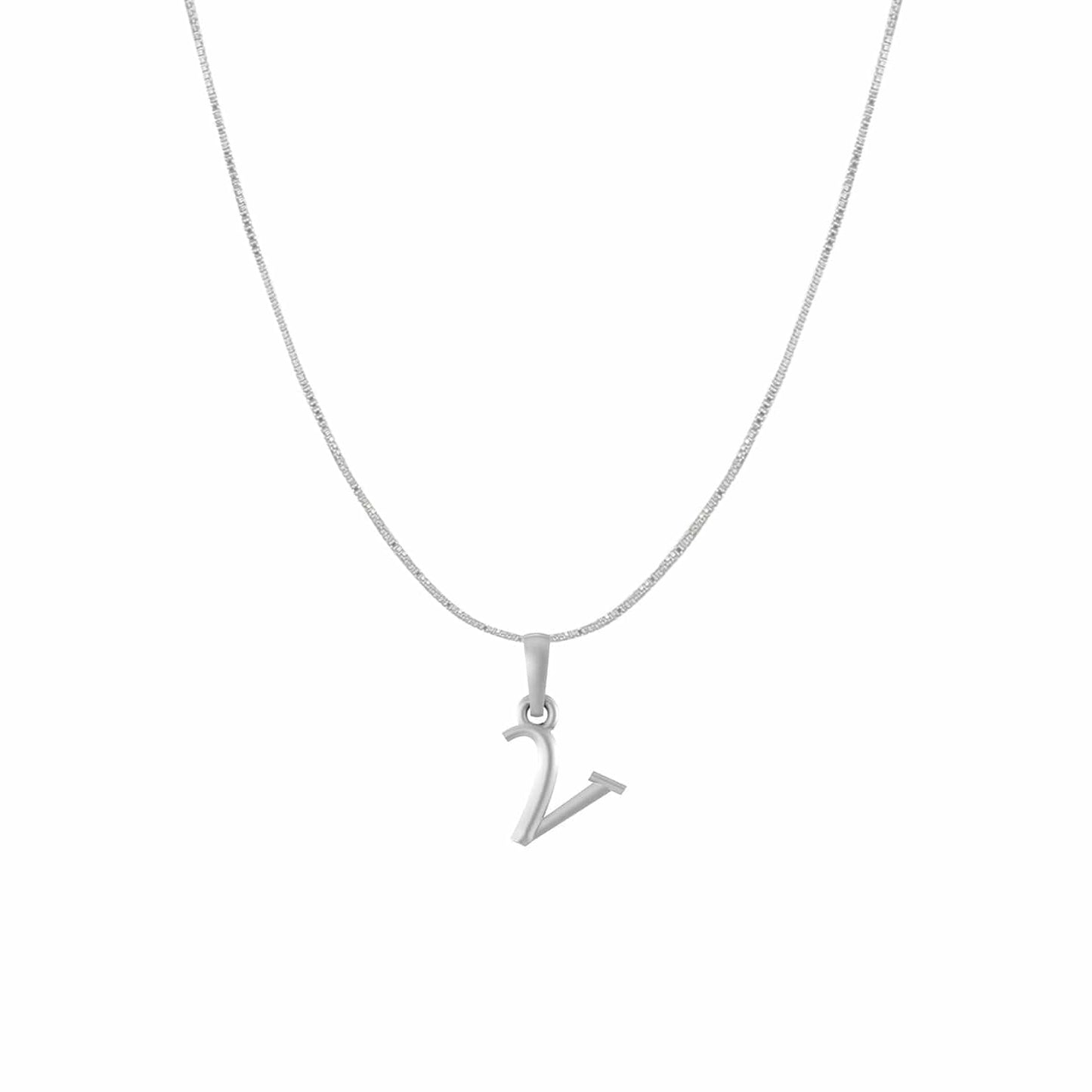 Akshat Sapphire Sterling Silver (92.5% purity) precious Name alphabet chain pendant (Pendnat with Box chain) pure silver designer alphabet chain locket