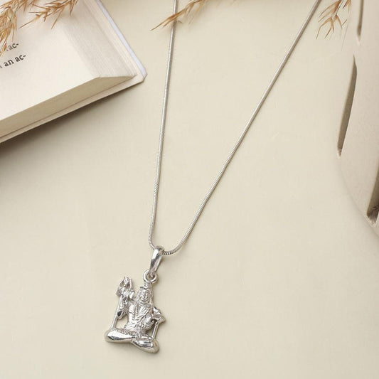 Sterling Silver 92.5 God Shiva Chain Pendant with ball Chain 18 Inches for women by Akshat Sapphire PSBL7107
