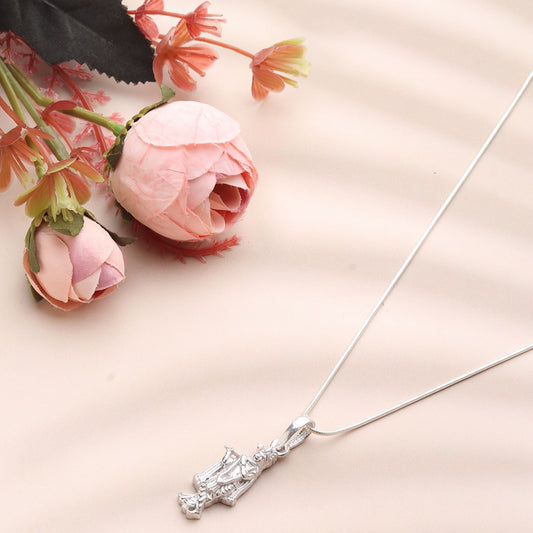 Sterling Silver (92.5% Purity) Pure Silver God Krishna Chain Pendant (Locket with Ball/Beads Chain) for Men & Women