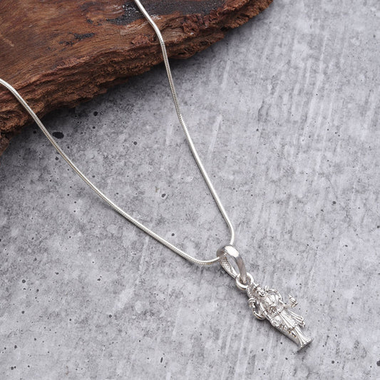 Sterling Silver (92.5% Purity) Pure Silver Goddess Laxmi Ji Chain Pendant (Locket with Ball/Beads Chain) for Men & Women