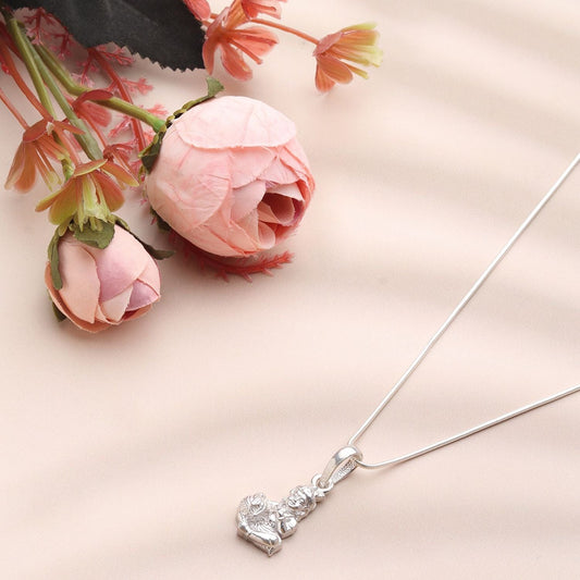 Sterling Silver 92.5 God Laddu Gopal Chain Pendant with ball Chain 18 Inches for women by Akshat Sapphire PSBL7177