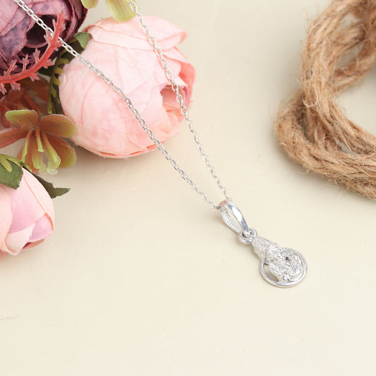 Sterling Silver 92.5 God Sai Baba Chain Pendant with ball Chain 18 Inches for women by Akshat Sapphire PSBL7278
