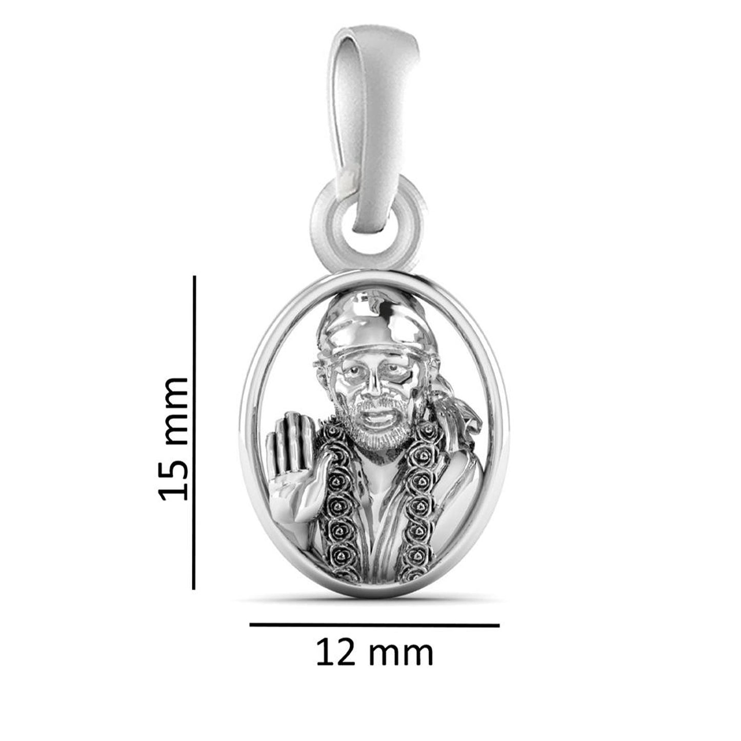 AKSHAT SAPPHIRE Sterling Silver (Silver with 92.5% purity) God Shree Sai Baba chain Pendant (Pendant with Ball/Beads Chain) for Men & Women Pure Sterling Silver Lord Sai Baba chain Locket For Good Wealth & Health