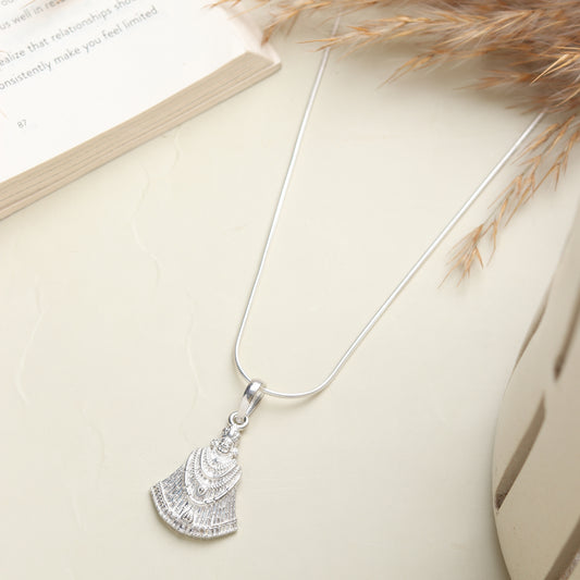 Sterling Silver (92.5% Purity) Pure Silver God Baba Khatu Shyam Chain Pendant (Locket with Ball/Beads Chain) for Men & Women