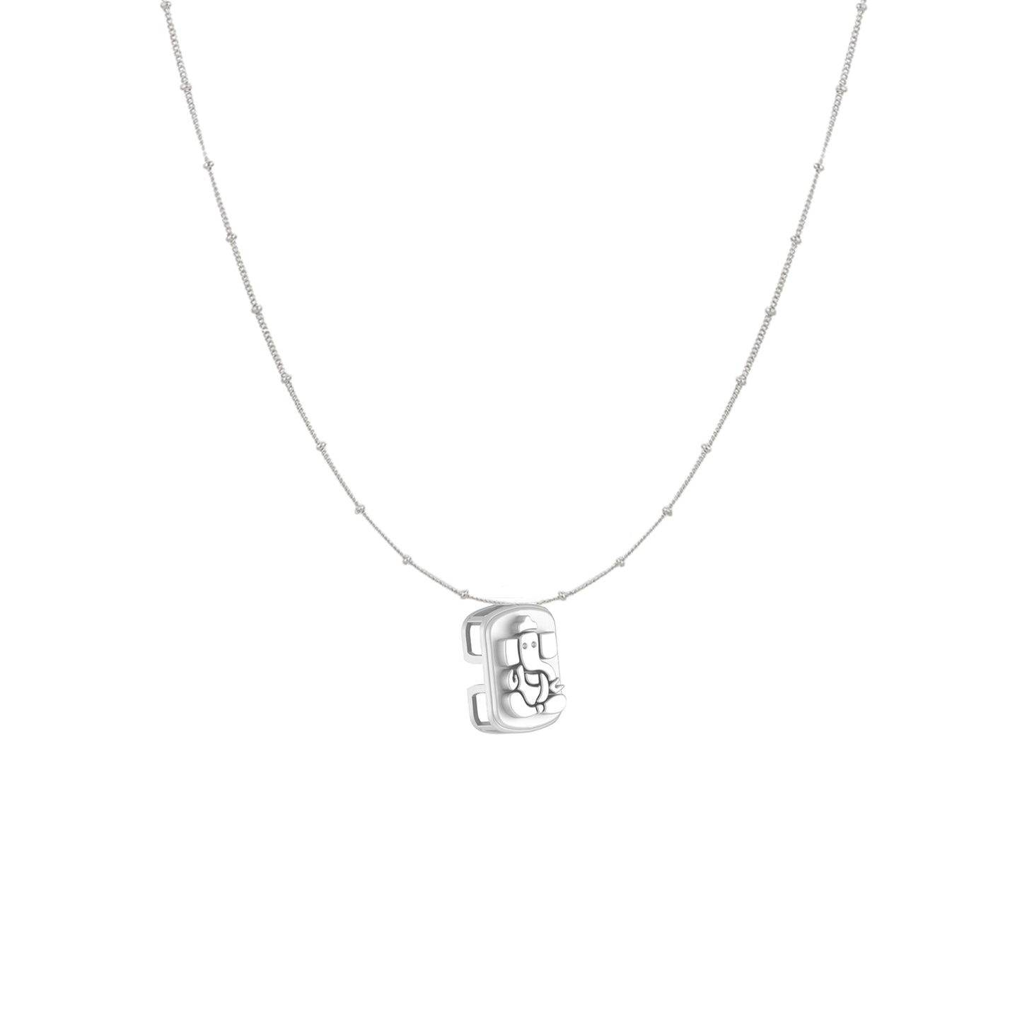 Akshat Sapphire Sterling Silver (92.5% purity) God Ganesha Chain Pendant (Pendant with Ball/Beads Chain) for Men & Women Pure Silver Lord Ganapathy Chain Locket for Good Health & Wealth
