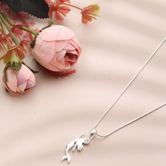 Sterling Silver (92.5% Purity) Pure Silver ambitious and Stylish divine Mermaid Chain Pendant (Locket with Ball/Beads Chain) for Men & Women