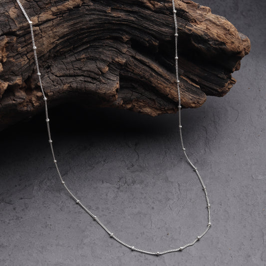 Sterling Silver (92.5% Purity) Pure Silver Spiritual OM Chain Pendant (Locket with Ball/Beads Chain) for Men & Women