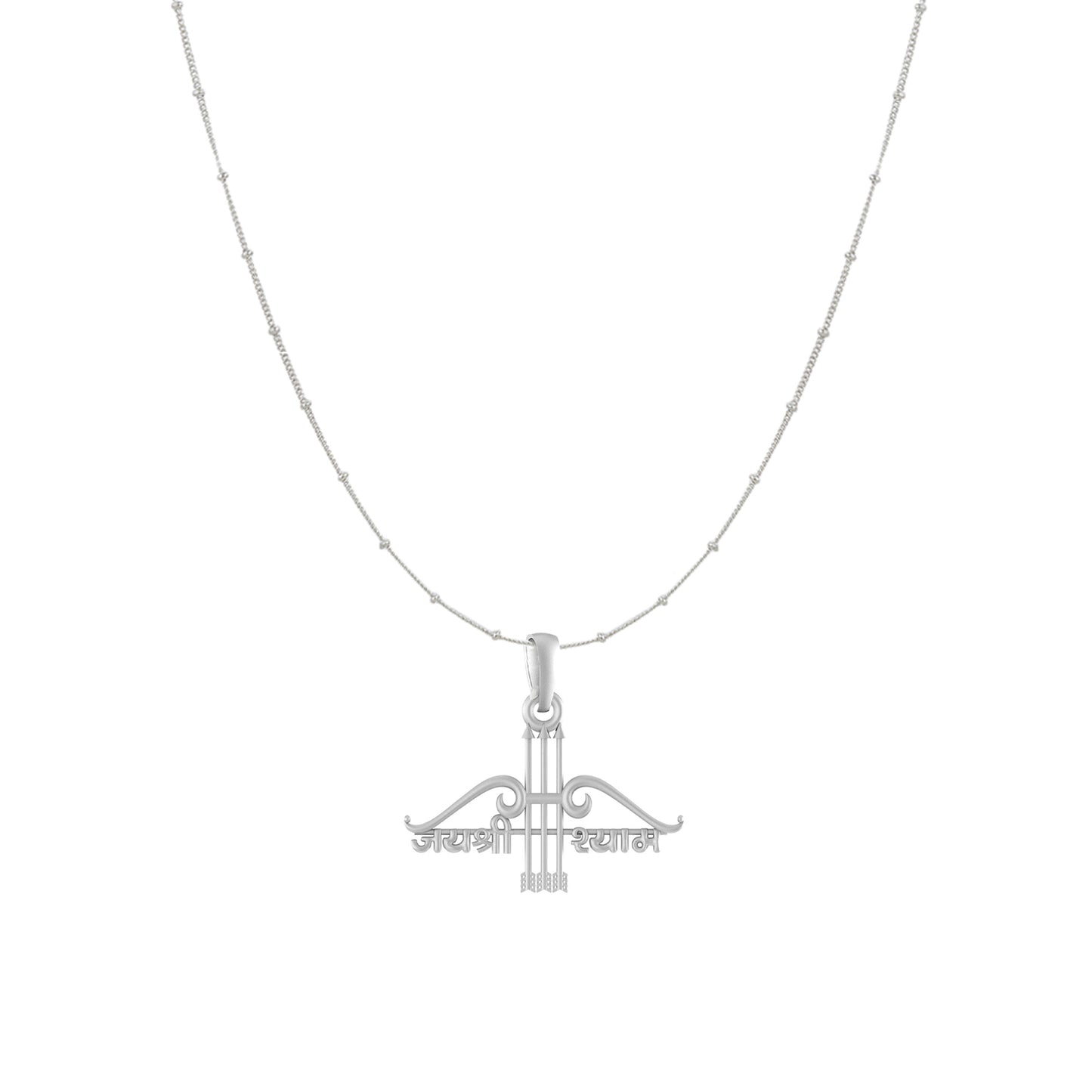 Akshat Sapphire Sterling Silver (92.5% purity) God Baba Khatu Shyam Chain Pendant (Pendant with Ball/Beads Chain) for Men & Women Pure Silver Lord Baba Khatu Shyam Chain Locket for Good Health & Wealth