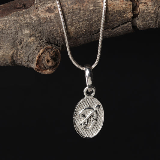 Spiritual Tamil OM Pure Silver 92.5% purity Chain pendant by for Men & Women (Pendant with Ball Chain-18 inches)