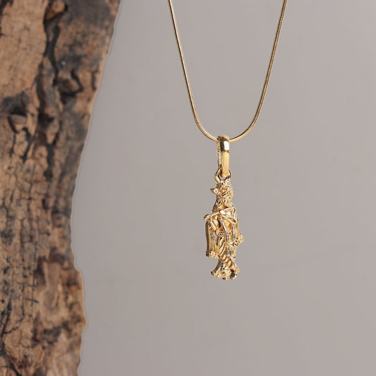 22KT Gold Plated Sterling Silver (92.5% Purity) Pure Silver God Krishna Chain Pendant (Locket with Ball Chain) for Women