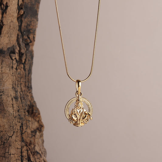 22CT Gold Plated Sterling Silver 92.5% Purity God Ayyappa Pendant with Ball Chain 18 inches for Women by Akshat Sapphire PSBl7136_Gold