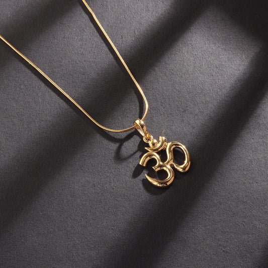 22KT Gold Plated Sterling Silver (92.5% Purity) Pure Silver Spiritual OM Chain Pendant (Locket with Ball Chain) for Women