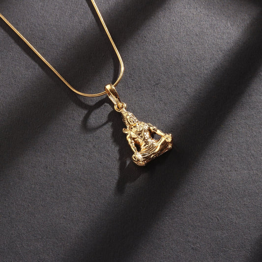 22KT Gold Plated Sterling Silver (92.5% Purity) Pure Silver God Shiva Chain Pendant (Locket with Ball Chain) for Women