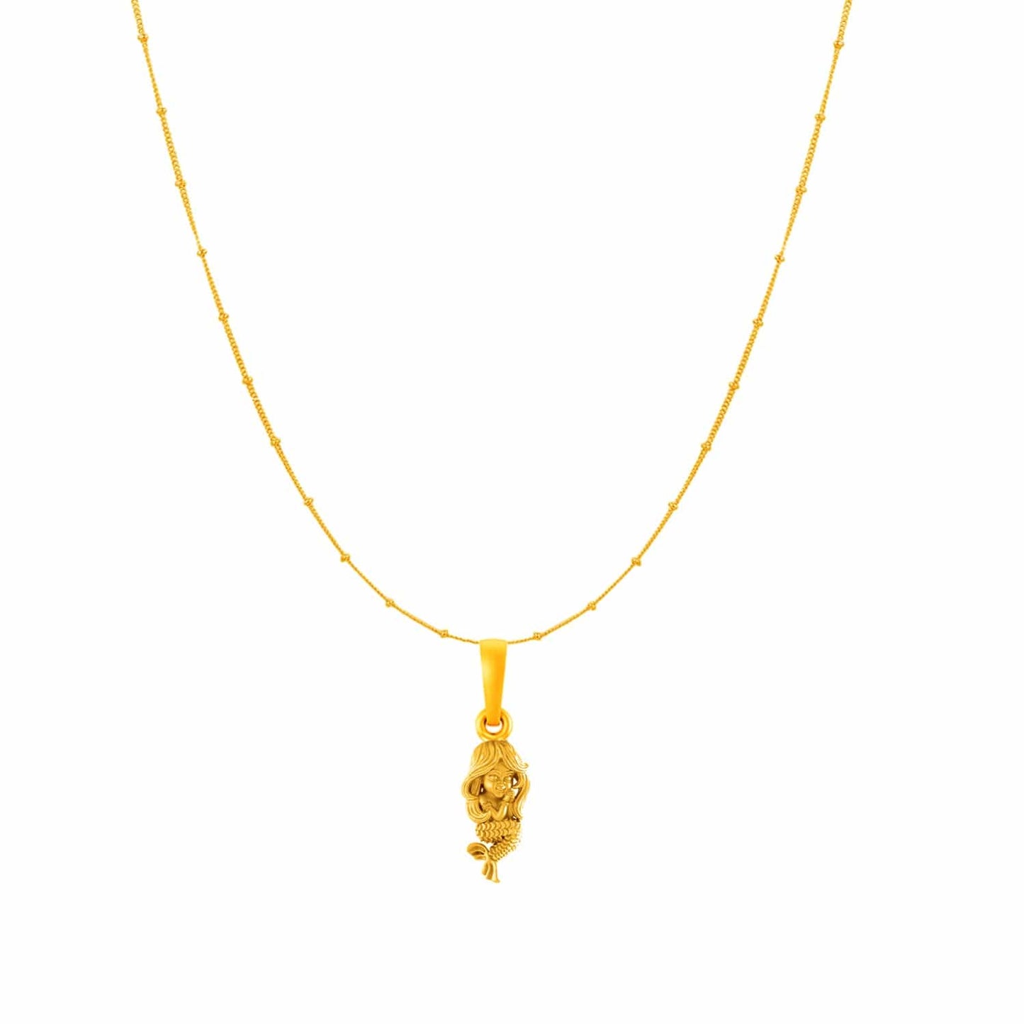 22KT Gold Plated Sterling Silver (92.5% Purity) Pure Silver ambitious and Stylish divine Mermaid Chain Pendant (Locket with Ball Chain) for Women