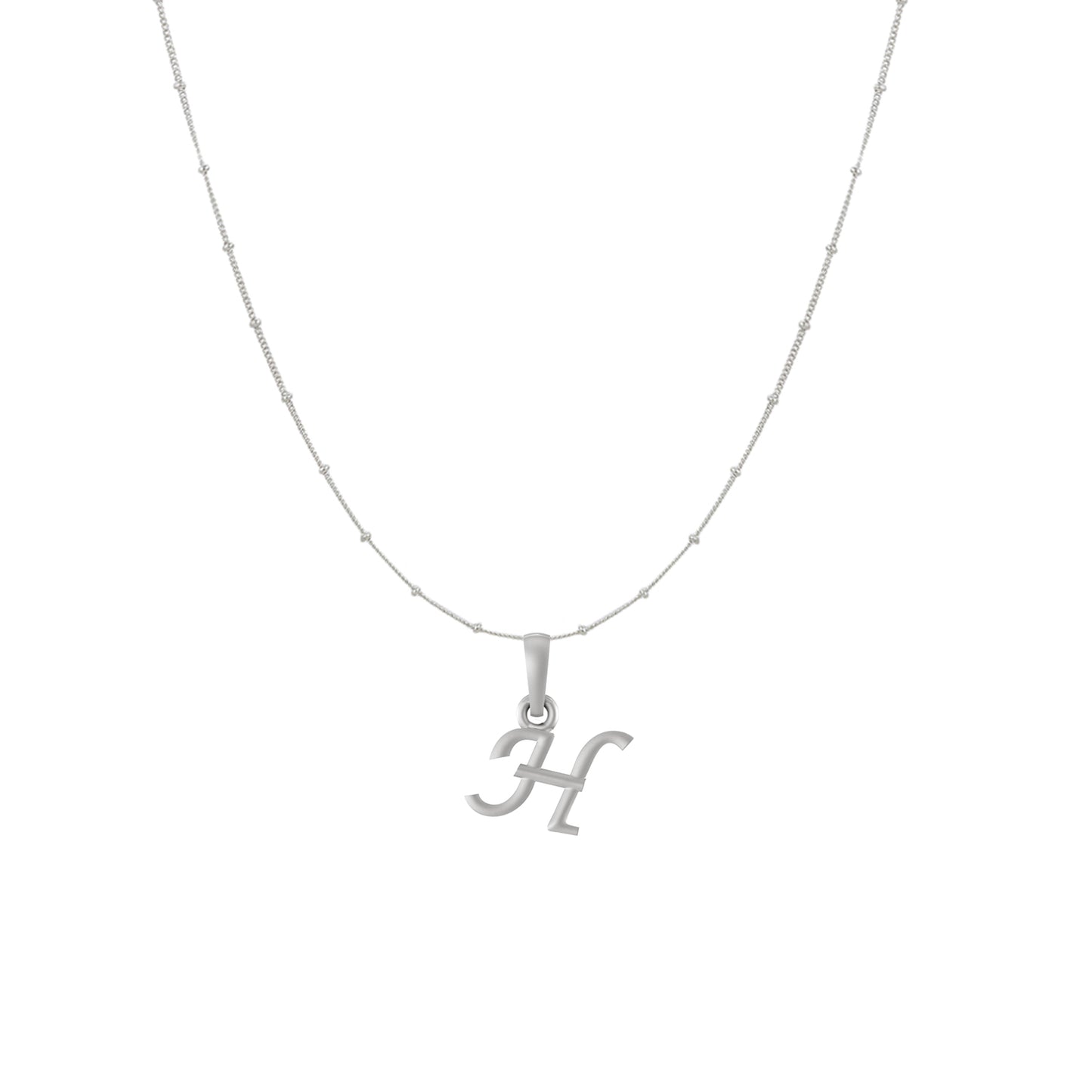 Akshat Sapphire Sterling Silver (92.5% purity) precious Name alphabet chain pendant (Pendnat with Ball chain) pure silver designer alphabet chain locket