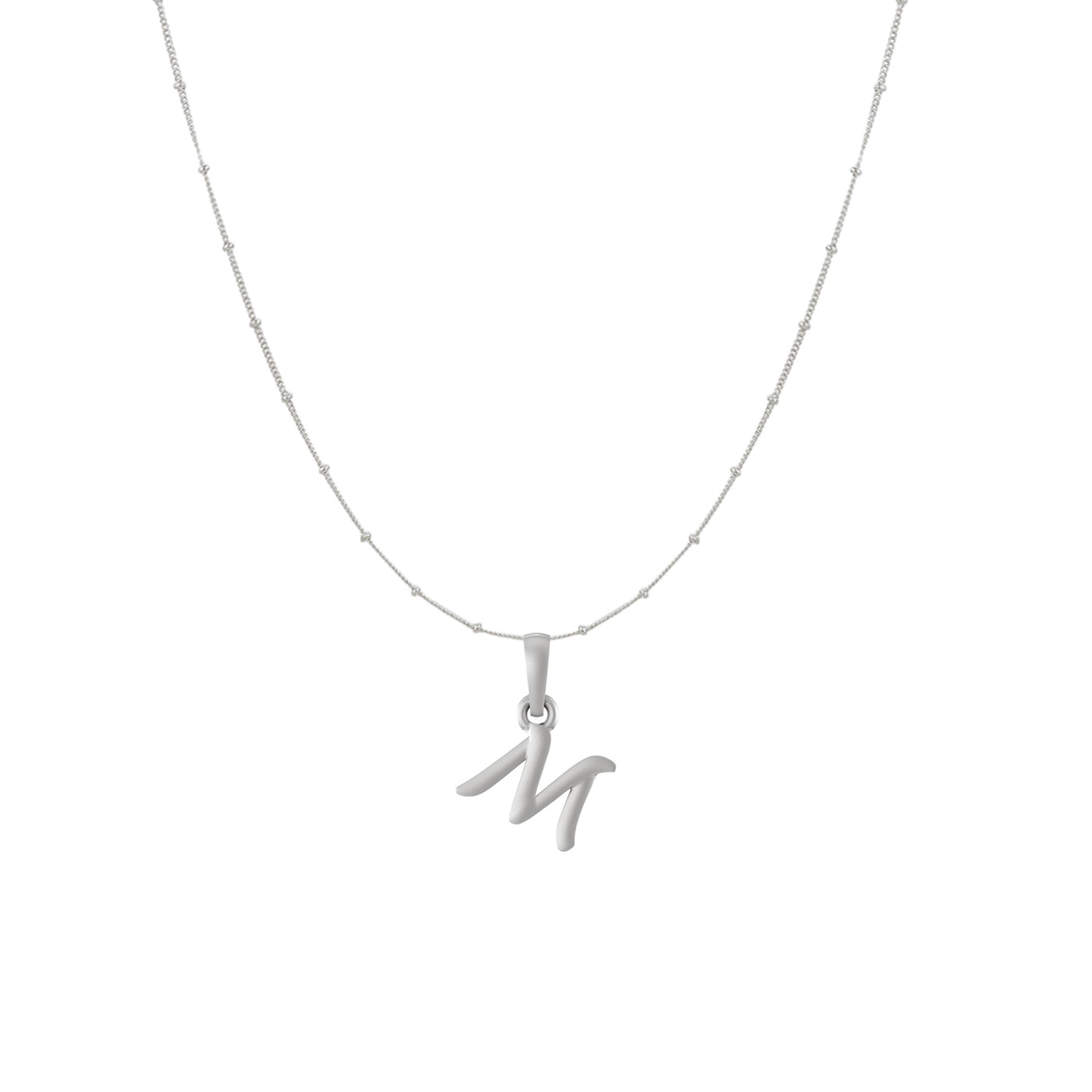 Akshat Sapphire Sterling Silver (92.5% purity) precious Name alphabet chain pendant (Pendnat with Ball chain) pure silver designer alphabet chain locket