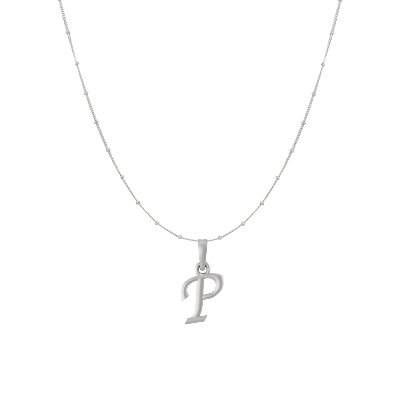 Akshat Sapphire Sterling Silver (92.5% purity) precious Name alphabet chain pendant (Pendnat with Ball chain) pure silver designer alphabet chain locket