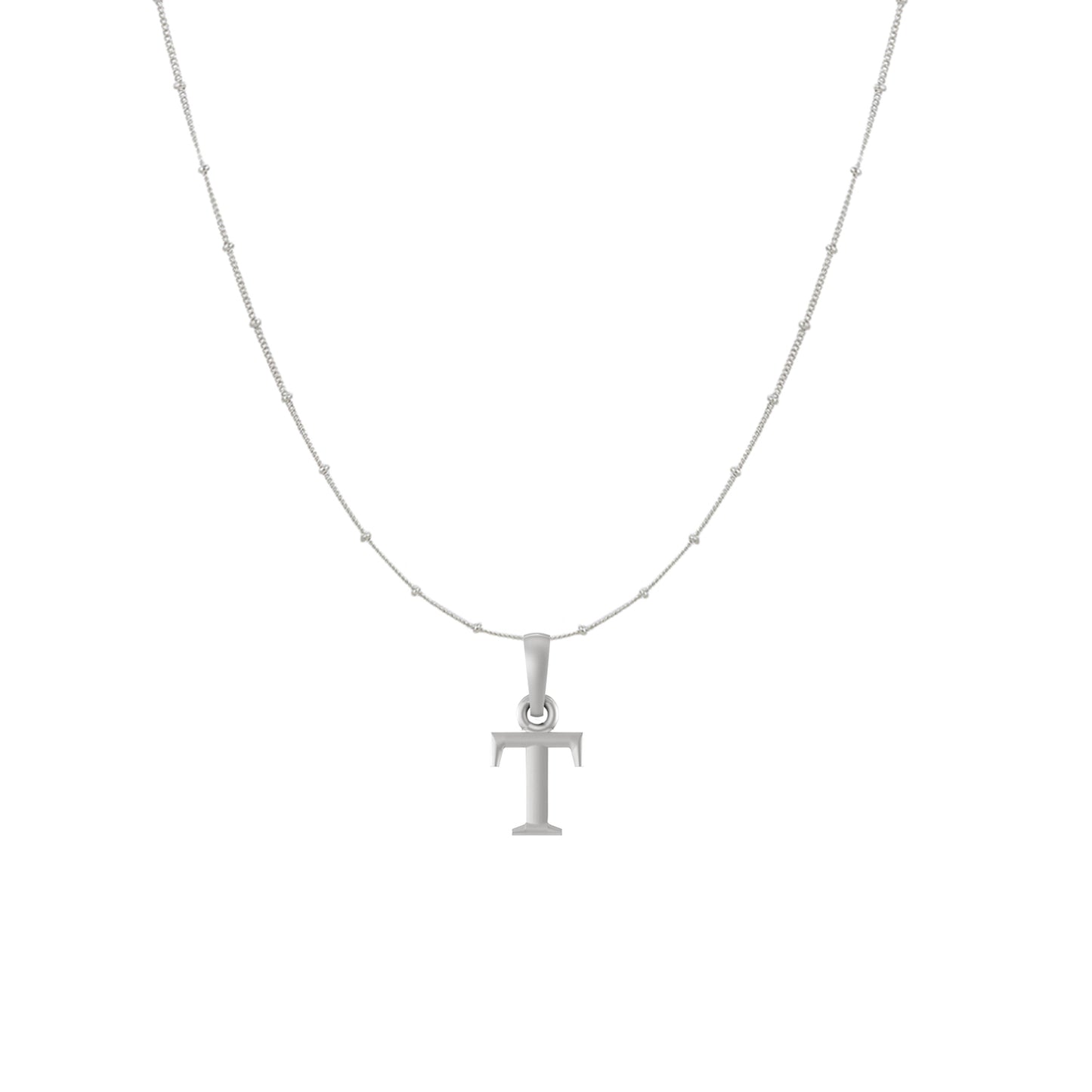 Akshat Sapphire Sterling Silver (92.5% purity) precious Name alphabet chain pendant (Pendnat with Ball chain) pure silver designer alphabet chain locket