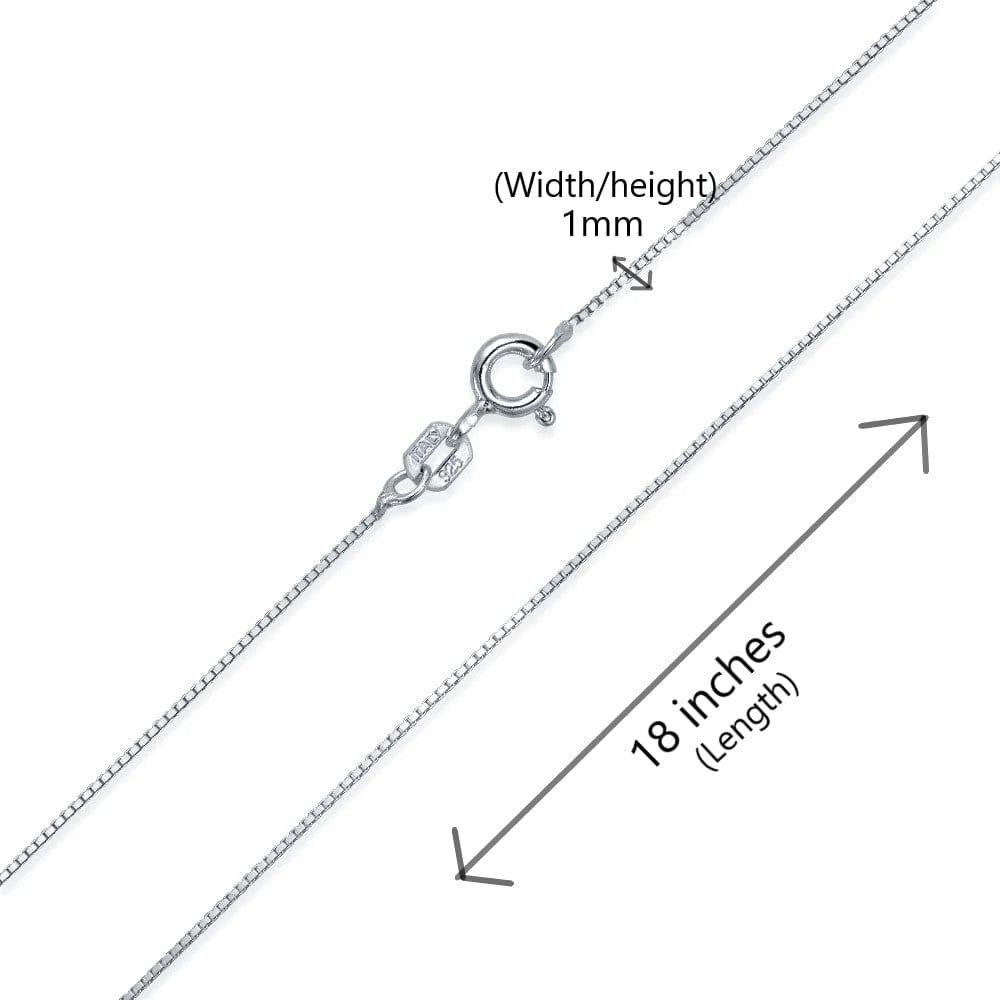 Sterling Silver (92.5% purity) Italian box chain for Girls and Women