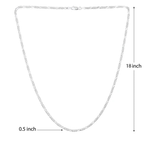 Sterling Silver (92.5% purity) Italian Figaro chain for Girls and Women