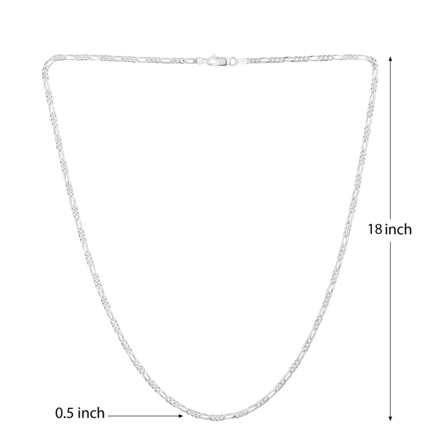 AKSHAT SAPPHIRE Sterling Silver (Silver with 92.5% purity) God Shree Sai Baba chain Pendant (Pendant with Figaro Chain) for Men & Women Pure Sterling Silver Lord Sai Baba chain Locket For Good Wealth & Health