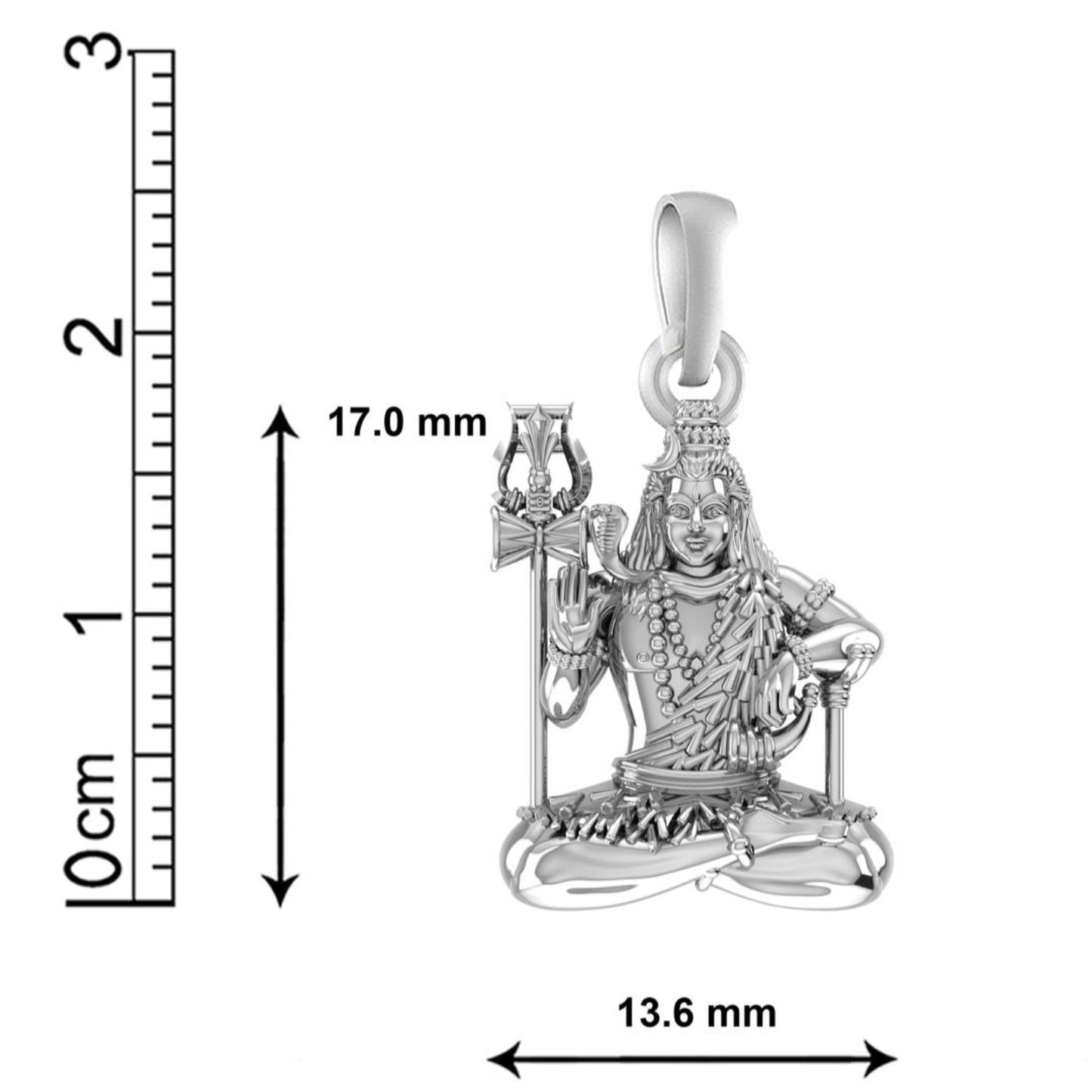 Akshat Sapphire Sterling Silver (92.5% purity) God Shiva Chain Pendant (Pendant with Figaro Chain) for Men & Women Pure Silver Lord Shiv Chain Locket for Good Health & Wealth