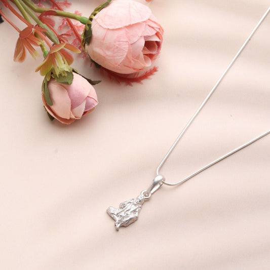 Sterling Silver 92.5 God Sai Baba Chain Pendant with figaro Chain 18 Inches for women by Akshat Sapphire PSF7118