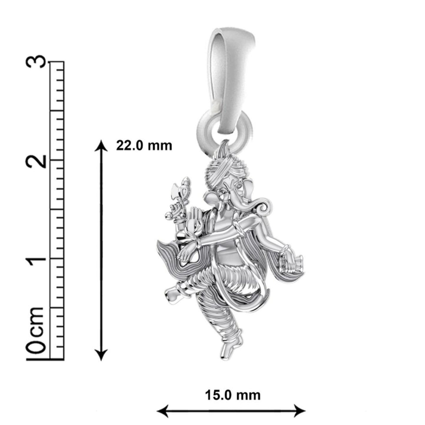 Sterling Silver (92.5% Purity) Pure Silver God Ganesha Chain Pendant (Locket with Figaro Chain) for Men & Women
