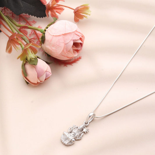 Sterling Silver 92.5 Goddess Lalitha Devi Chain Pendant with figaro Chain 18 Inches for women by Akshat Sapphire PSF7182